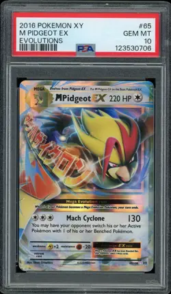 2016 Pokemon XY Evolutions M Pidgeot EX #65 PSA 10 GEM MINT Mega - Image 1
