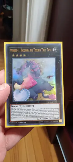 YuGiOh: "Number 41: Bagooska the Terribly Tired Tapir" - ULTRA RARE MINT BLRR - Image 1