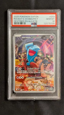 PSA 10 Team Rocket's Wobbuffet 203 SV Promo Card Illustration Rare Gem Mint - Image 1