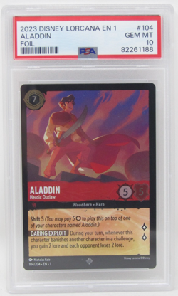 Disney Lorcana Set 1 First Chapter Aladdin Heroic Outlaw Foil Graded PSA 10 - Image 1