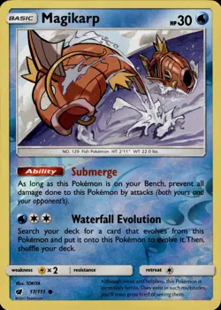 Pokemon TCG Reverse Holo Card Magikarp SM - Crimson Invasion 17/111 - Image 1