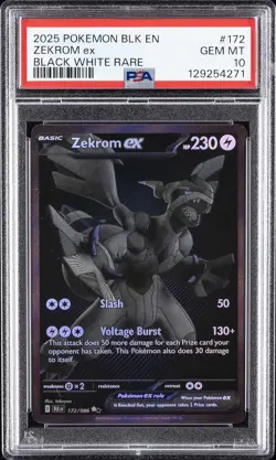2025 POKEMON BLK EN-BLACK BOLT BLACK WHITE RARE #172 ZEKROM EX PSA 10 - Image 1