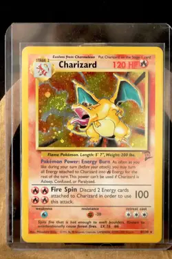 2000 Pokemon Base Set 2 #4/130 Charizard Holo AMAZING SWIRL - Image 1
