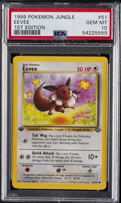 1999 POKEMON JUNGLE 1ST EDITION #51 EEVEE PSA 10 - Image 1