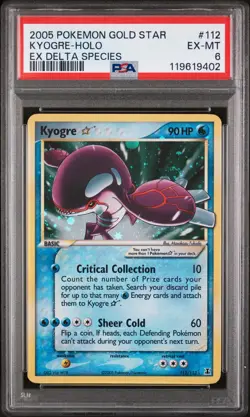 2005 POKEMON EX DELTA SPECIES GOLD STAR #112 KYOGRE-HOLO PSA 6 - Image 1