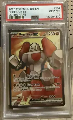 Pokemon 2025 Destined Rivals Ultra Rare Card 214/182 Regirock EX PSA 10 - Image 1