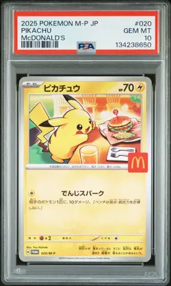 2025 POKEMON JAPANESE M-P PROMO MCDONALD'S #020 PIKACHU PSA 10 - Image 1