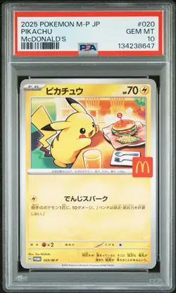2025 POKEMON JAPANESE M-P PROMO MCDONALD'S #020 PIKACHU PSA 10 - Image 1