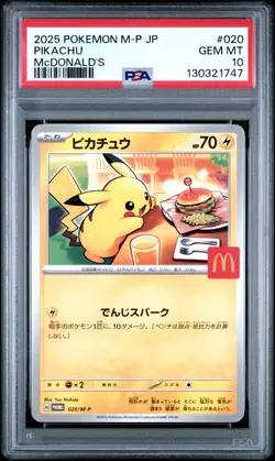 2025 POKEMON JAPANESE M-P PROMO MCDONALD'S #020 PIKACHU PSA 10 - Image 1