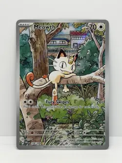 Pokemon Meowth 106/094 Phantasmal Flames Holo Illustration Rare Fury Swipes - Image 1