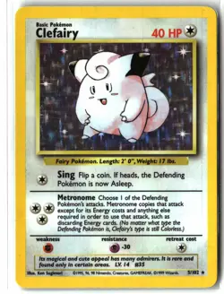 Clefairy ⭐ 5/102 Holo Holo Rare Base Set Unlimited 1999 Pokemon LP - Image 1