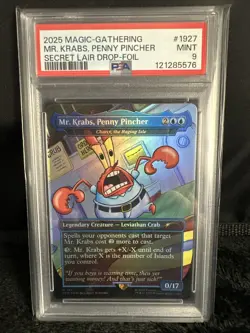 2025 MTG SECRET LAIR X SPONGEBOB 1927 MR. KRABS, PENNY PINCHER FOIL PSA 9 Mint - Image 1