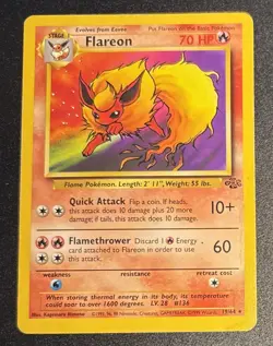 Pokemon Flareon 19/64 TCG WOTC Jungle Regular Non Holo Rare Unlimited MP - Image 1