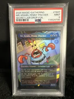 2025 MTG SECRET LAIR X SPONGEBOB 1927 MR. KRABS, PENNY PINCHER FOIL PSA 9 Mint - Image 1