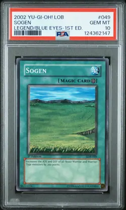 2002 YU-GI-OH! LOB-LEGEND OF BLUE EYES WHITE DRAGON 1ST ED #049 SOGEN PSA 10 - Image 1