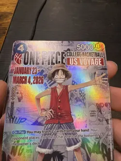 One Piece College Basketball US Voyage Monkey D. Luffy Trading Card 2026 - Image 3