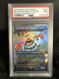 2025 MTG SECRET LAIR X SPONGEBOB 1927 MR. KRABS, PENNY PINCHER FOIL PSA 9 Mint - Image 1