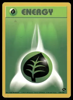 Pokemon Cards Grass Energy 129/132 Unlimited Gym Challenge WOTC NM - Image 1