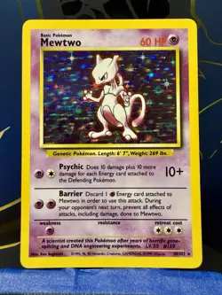 Pokemon TCG Mewtwo Base Set Holo Rare Card 10/102 Vintage HP - Image 1
