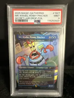 2025 MTG SECRET LAIR X SPONGEBOB 1927 MR. KRABS, PENNY PINCHER FOIL PSA 9 Mint - Image 1