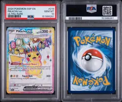 2024 POKEMON SSP EN-SURGING SPARKS ULTRA RARE #219 PIKACHU EX PSA 10 - Image 3