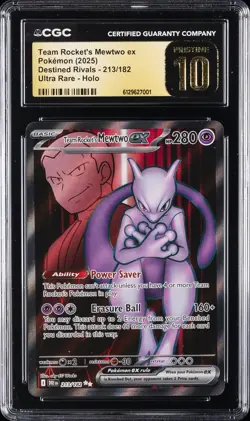 2025 POKEMON #213/182 TEAM ROCKET'S MEWTWO EX CGC 10 PRISTINE - Image 1