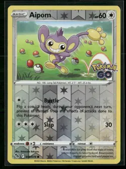 Aipom Pokemon GO 056/078 Reverse Holo NM - Image 1