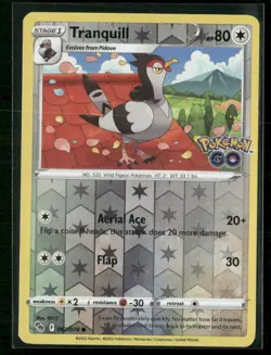 Tranquill Pokemon GO 062/078 Reverse Holo NM - Image 1
