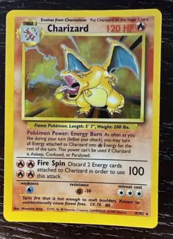 Pokemon TCG Charizard Base Set 4/102 Holo Unlimited Holo Rare MP-LP - Image 1
