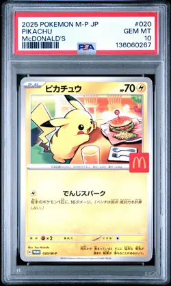 2025 POKEMON JAPANESE M-P PROMO MCDONALD'S #020 PIKACHU PSA 10 - Image 1