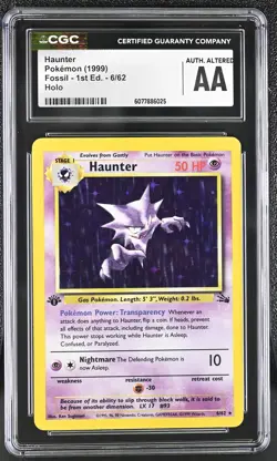 CGC Authentic Altered Haunter 1999 Fossil 1st Edition 6/62 Holo Pokemon Card - Image 1