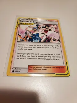 Sabrina & Brycen SM246 NM Black Star Promo Near Mint Tag Team Pokemon TCG Card - Image 1