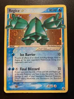 Pokemon Card-Regice-Gold Star-Holo-Legend Maker-90/92-ENG-GOOD-SWIRL - Image 1