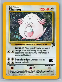 Chansey Base Set 2 #3/130 (3) Holo Rare,Holo Holo Pokemon Card - Image 1