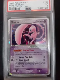 2006 Pokemon EX Holon Phantoms Mew EX Holo Foil 100/110 PSA 5 Excellent - Image 1