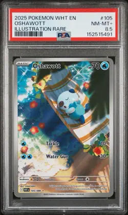 2025 POKEMON WHT EN-WHITE FLARE ILLUSTRATION RARE #105 OSHAWOTT PSA 8.5 - Image 1