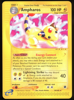 Pokemon 2002 Expedition Base - Ampharos - Rare - 34 - Image 1