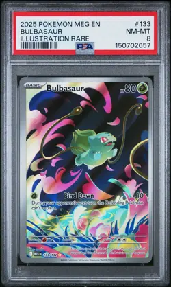 2025 POKEMON MEG EN-MEGA EVOLUTION ILLUSTRATION RARE #133 BULBASAUR PSA 8 - Image 1