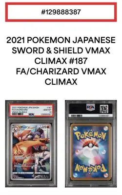 2021 POKEMON JPN SWSH FA/ CHARIZARD 187/184 CHR VMAX CLIMAX PSA 10 GEM MINT - Image 5