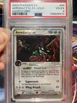 2003 POKEMON EX SANDSTORM #94 AERODACTYL EX-HOLO PSA 4 - Image 1
