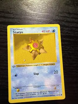 Pokemon TCG Base Set 1st Edition Shadowless Grey Stamp Staryu 65/102 - Image 1