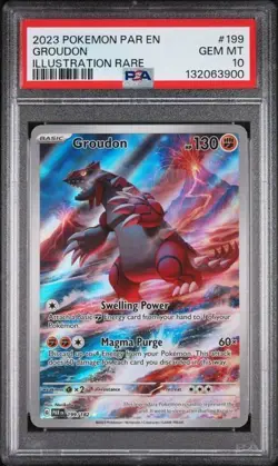 2023 Pokemon Paradox Rift Groudon Illustration Rare 199/182 PSA 10 - Image 1