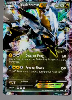 Pokemon TCG Black Kyurem EX 2013 Legendary Treasures Holo 100/113 DMG - Image 1