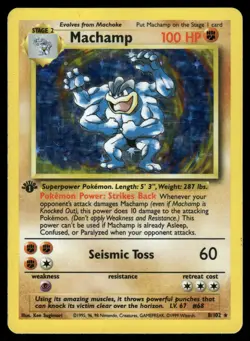 Machamp 8/102 Holo Holo Rare Deck Exclusives Pokemon 1st Edition Holo MP - Image 1