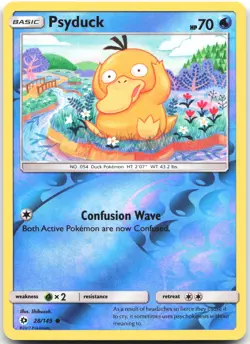 Psyduck 28/149 Common SM Base Set Pokemon Reverse Holo Near Mint - Image 1