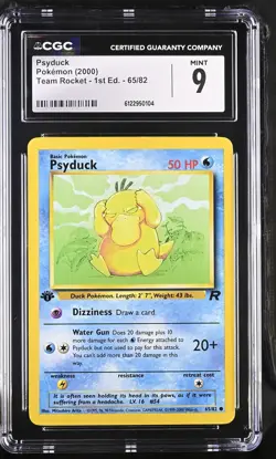 CGC 9 MINT Psyduck 2000 Team Rocket 1st Edition 65/82 Pokemon Card - Image 1