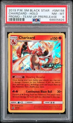 2019 Pokemon Black Star Promo Charizard Holo team Up Prerelease Sm158 PSA 8 - Image 1