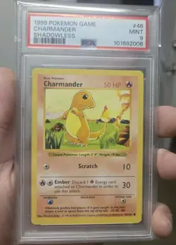 1999 Pokemon Base Set WOTC - Charmander #46/102 Shadowless - PSA 9 MINT - Image 3