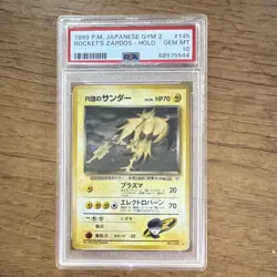 Pokemon TCG Rocket's Zapdos Challenge Darkness Holo Japanese 1999 PSA 10 - Image 1