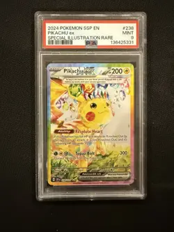 2024 Pokemon SSP EN-Surging Sparks Pikachu EX Special Illustration Rare PSA 9 - Image 1